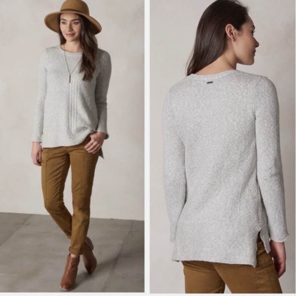 PrAna Pullover Nolan Tunic Marled Cable Knit Sweater